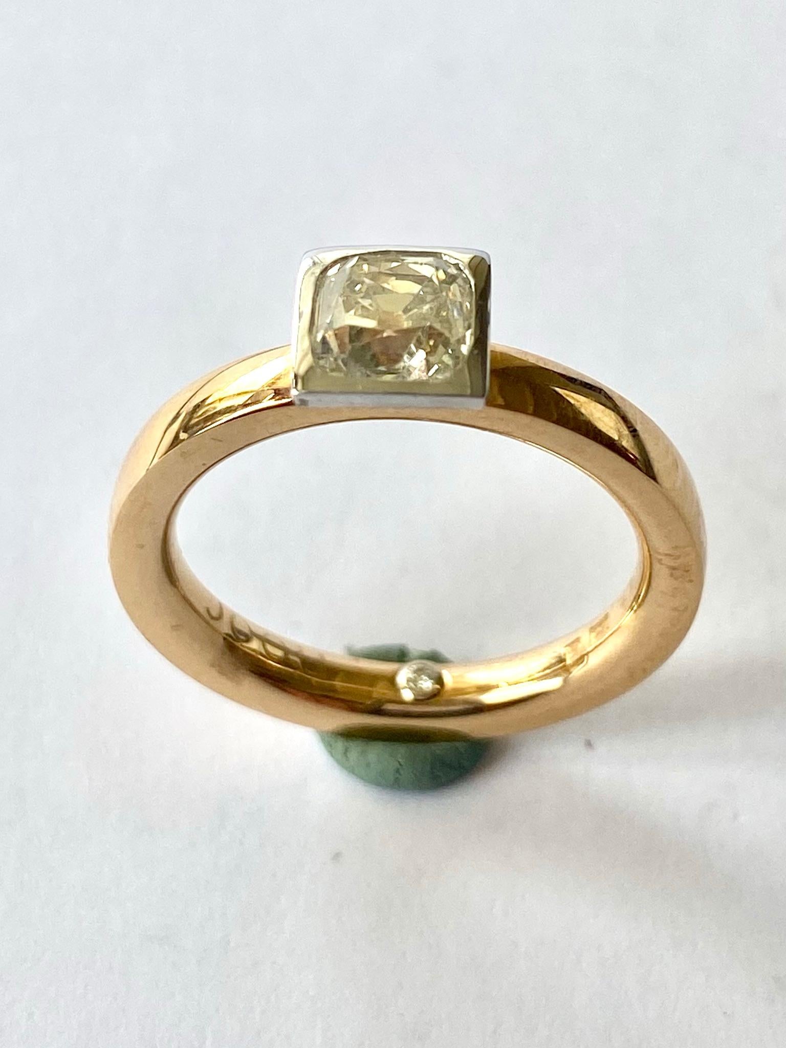 One (1) 18 Karat Rose and White Gold Ring, Stamped 