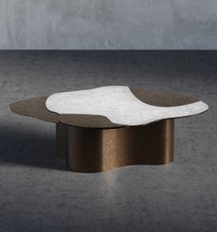 Noor Selenite Coffee Table With Metal Accent