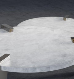 Noor Selenite Small Center Table With Metal Accent
