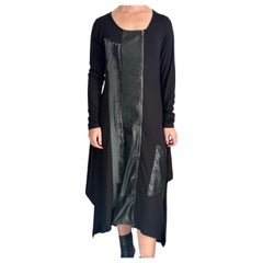 NÖR Denmark Abstrat Faux Leather Panel Jersey Midi Dress size 2 Black RARE