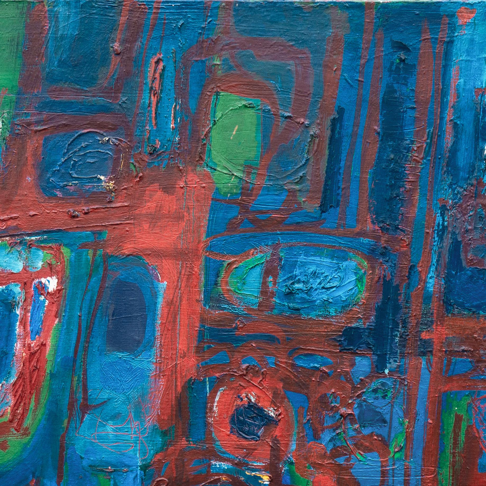 'Composition in Blue and Red', New York, Cooper Union, Smith, Israel, Tel Aviv - Painting by Nora Frenkel