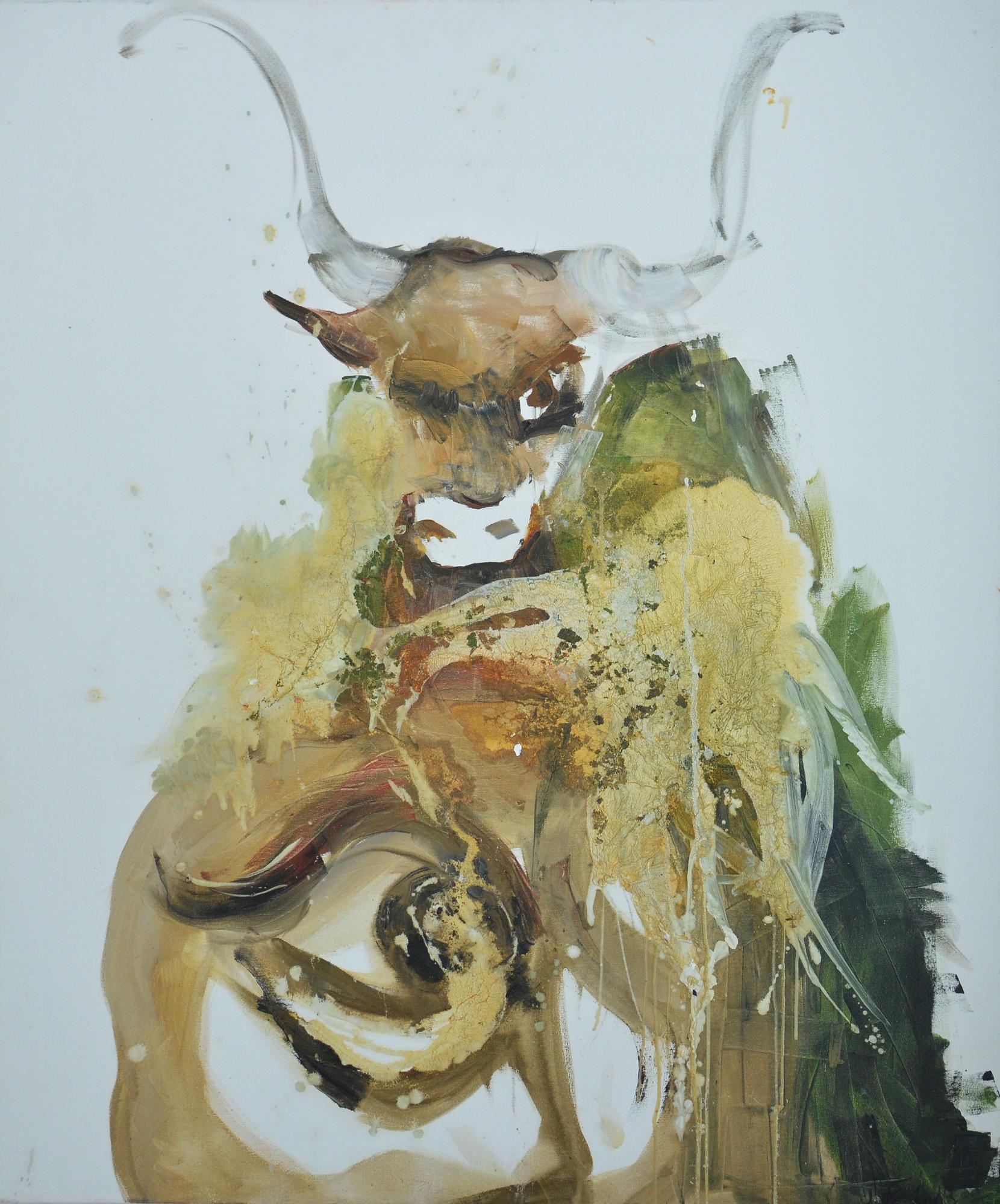 Bull - Painting by Nora Ljubanovic Evetovic