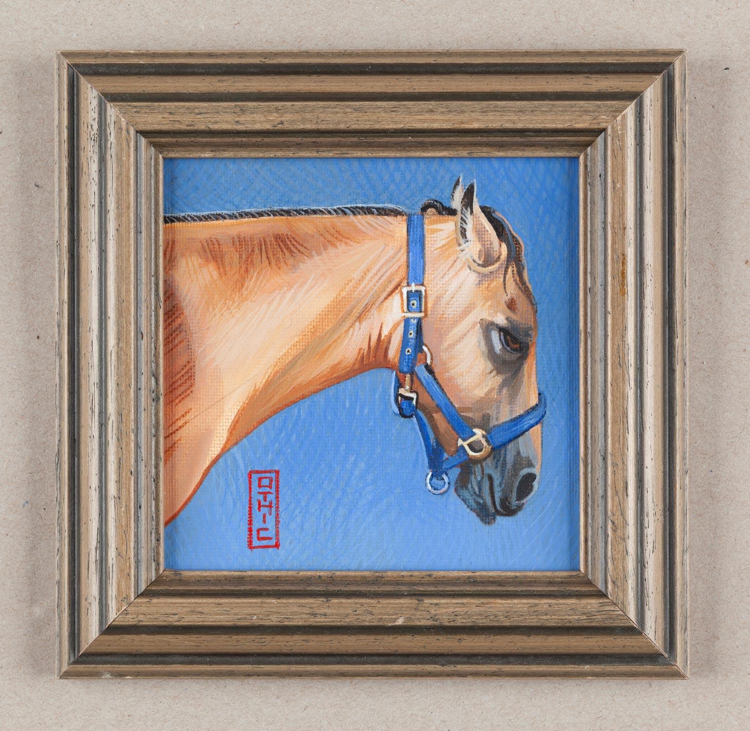 Buttermilk Horse on Blue