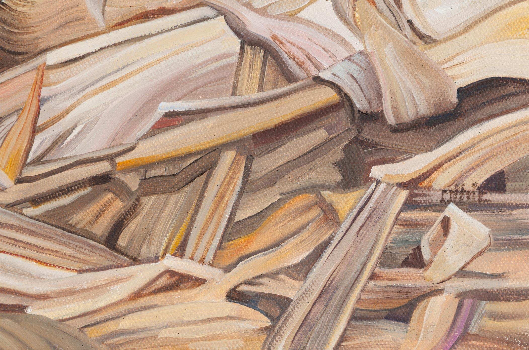 Corn Stubble, Blue Sky - Painting by Nora Othic