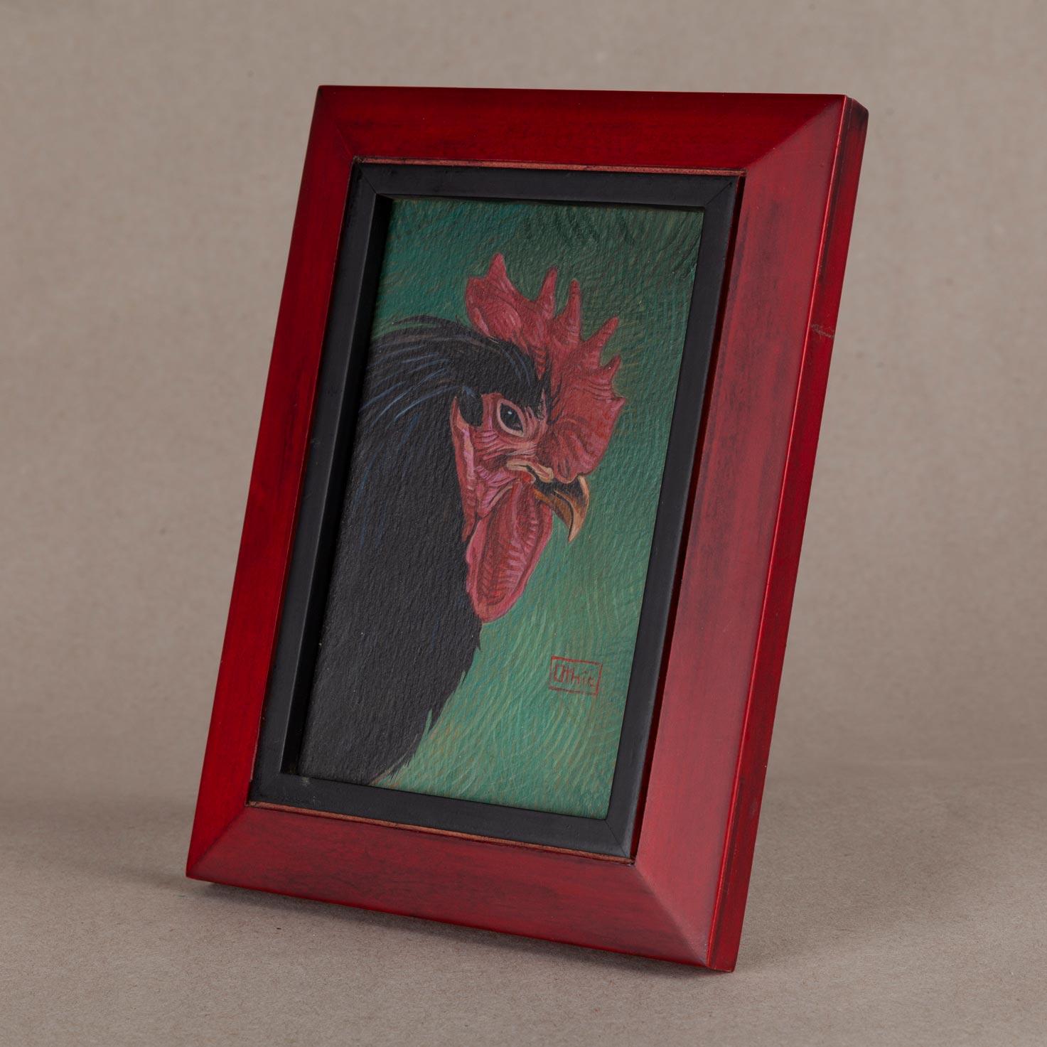 Rooster on Green - Painting de Nora Othic