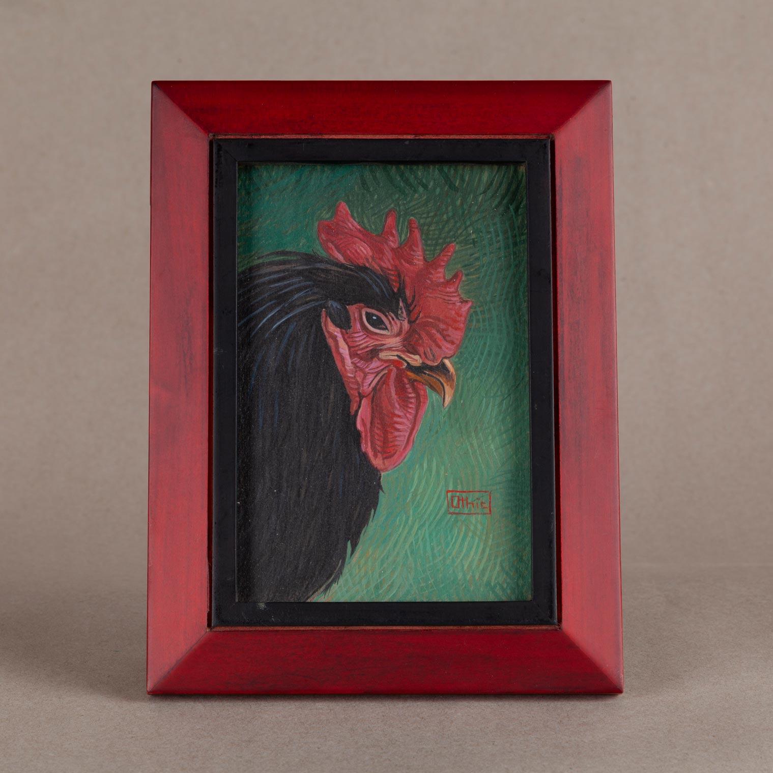 Animal Painting Nora Othic - Rooster on Green