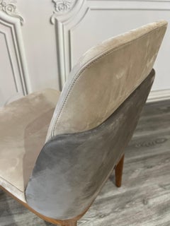 Nora sedia pranzo in pelle nabuk e legno noce americano