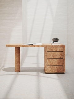 NORAH home desk in real chestnut wood burl