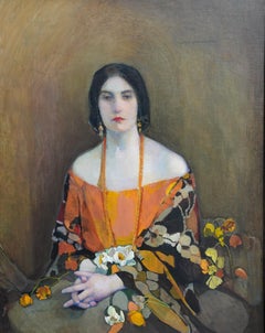 Exotic - Scottish 1920's exhibited 'Glasgow Girl' art portrait oil painting