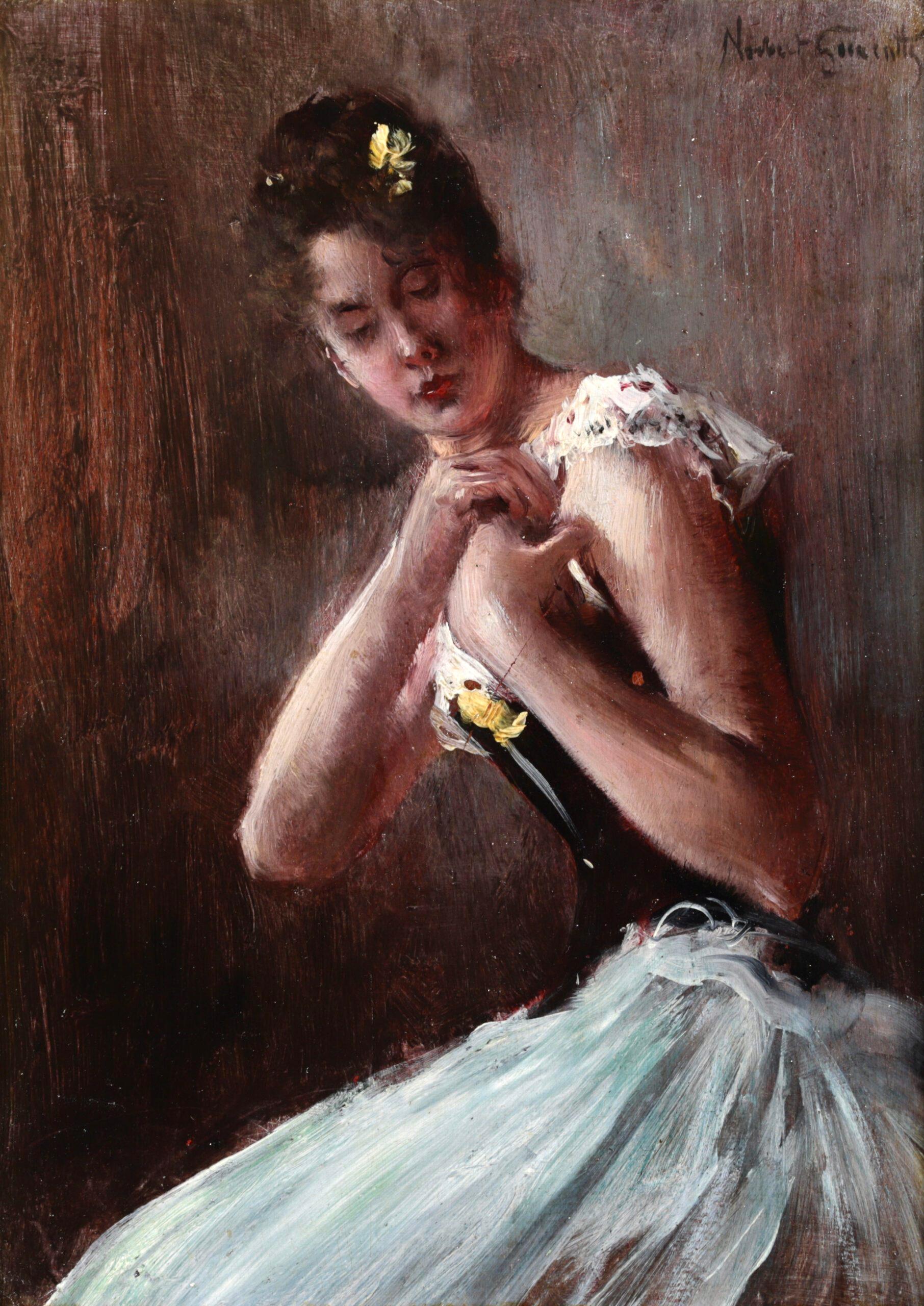 Dancer at the Opera - Impressionist Portrait Oil Painting by Norbert Goeneutte