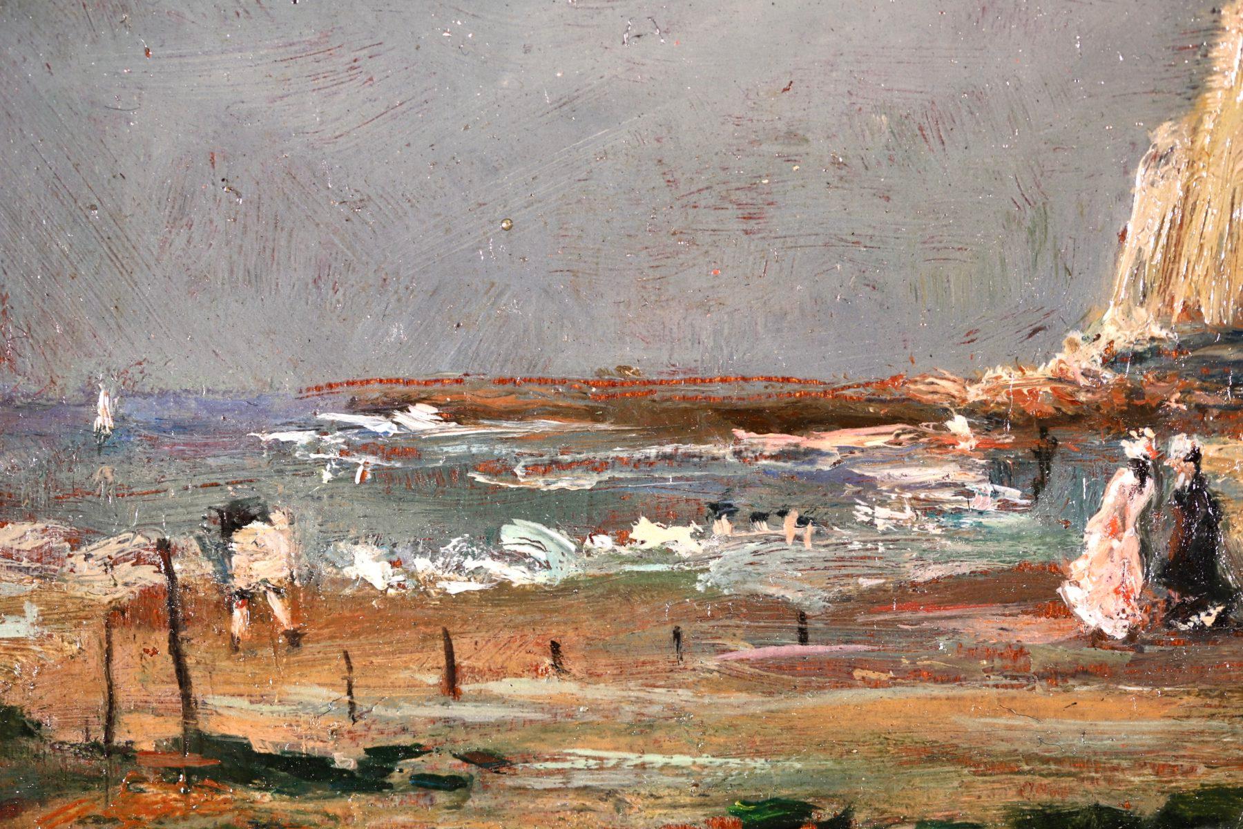 On the Beach - Impressionist Oil, Figures in Landscape by Norbert Goeneutte 4
