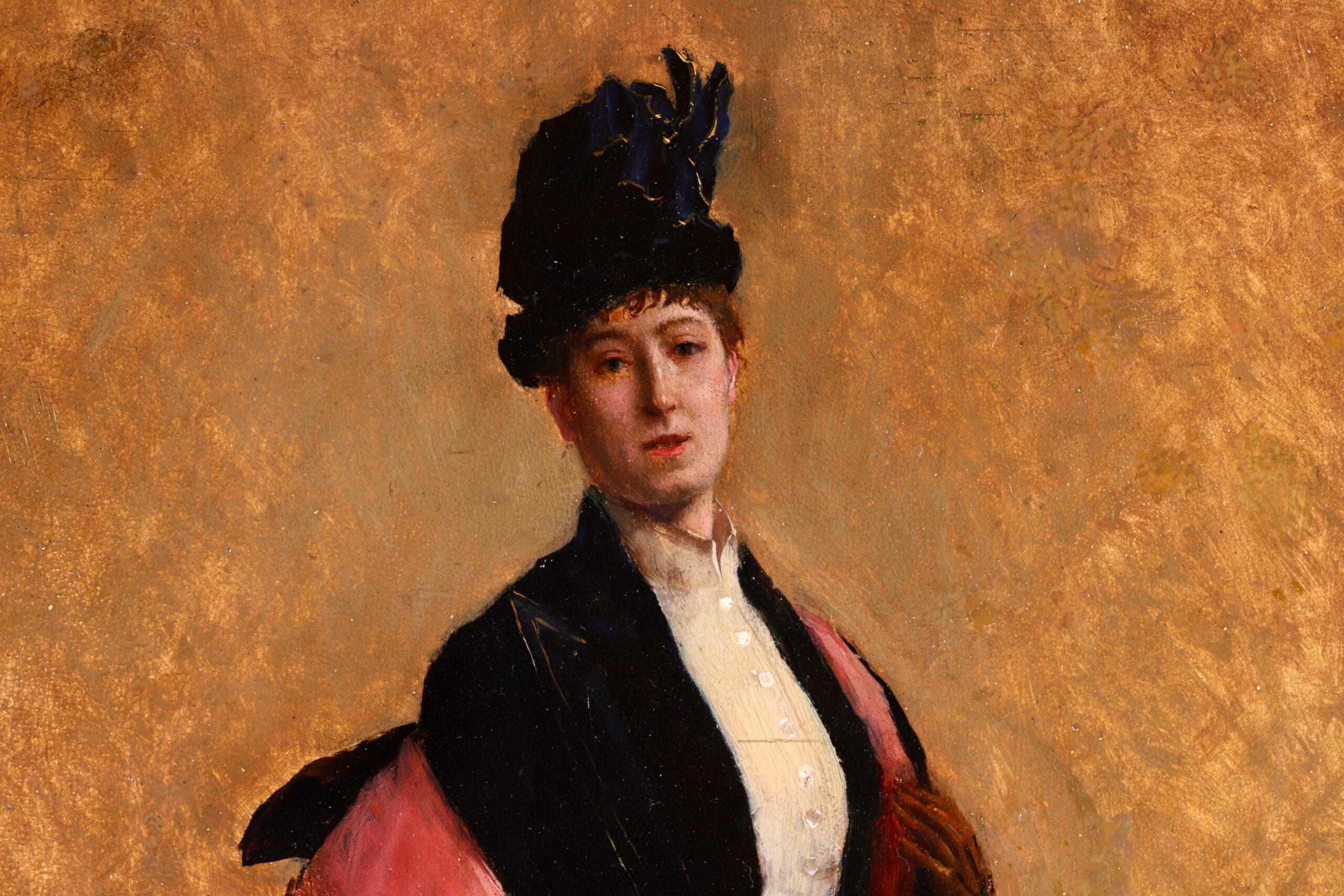 Portrait d'une femme elegante - Impressionist Portrait Oil by Norbert Goeneutte 1