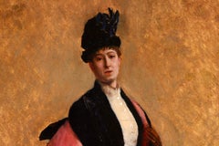 Portrait d'une femme elegante - Impressionist Portrait Oil by Norbert Goeneutte