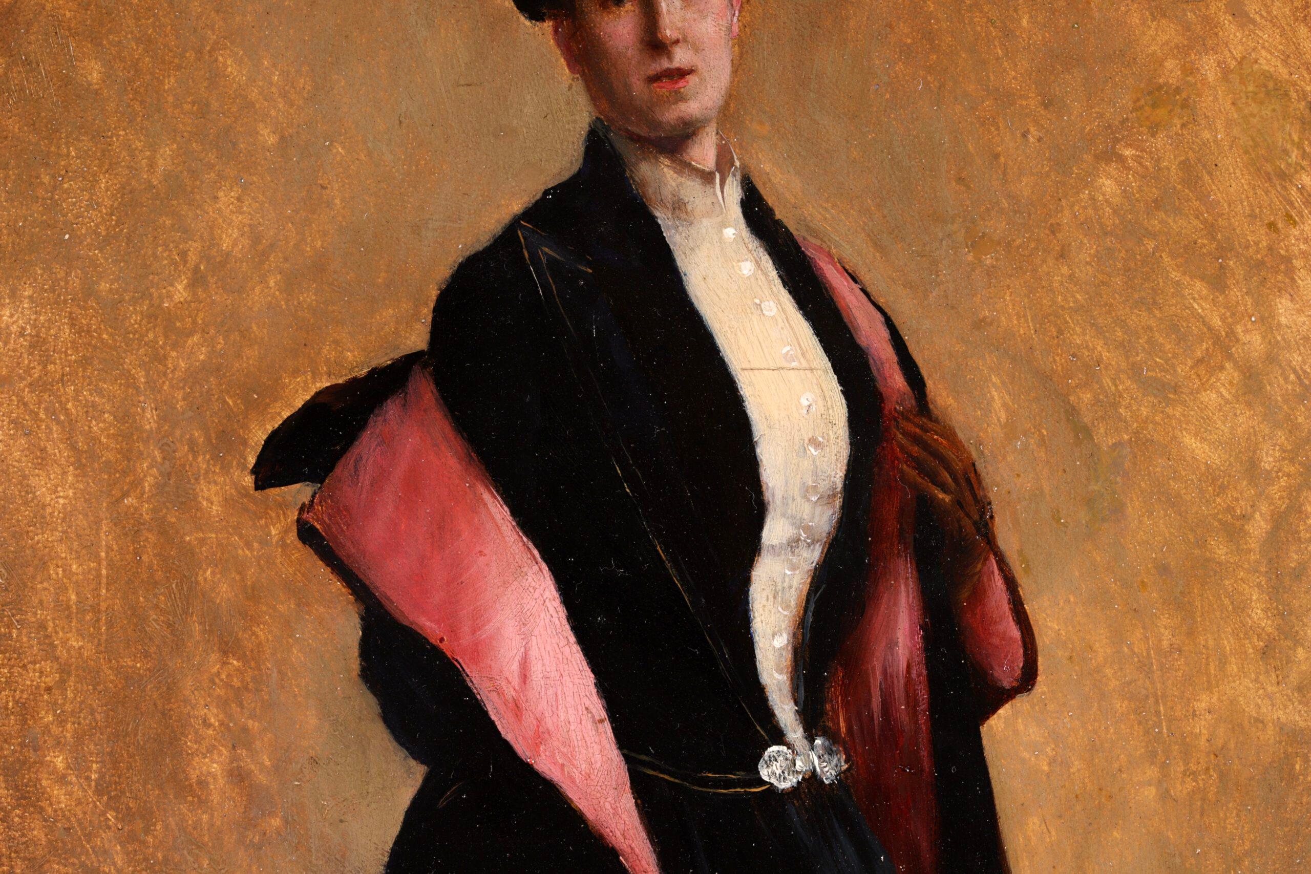 Portrait d'une femme elegante - Impressionist Portrait Oil by Norbert Goeneutte 2