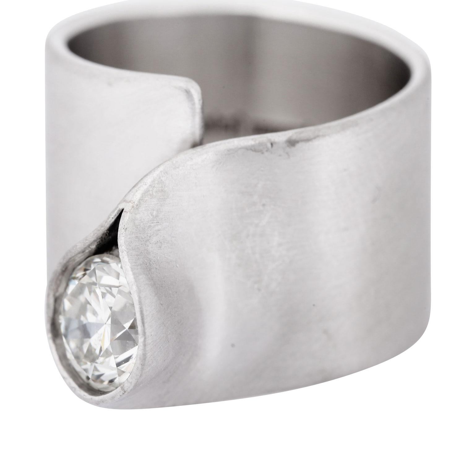 Old European Cut Norbert Muerrle Ring with Diamond 1.30 Ct For Sale