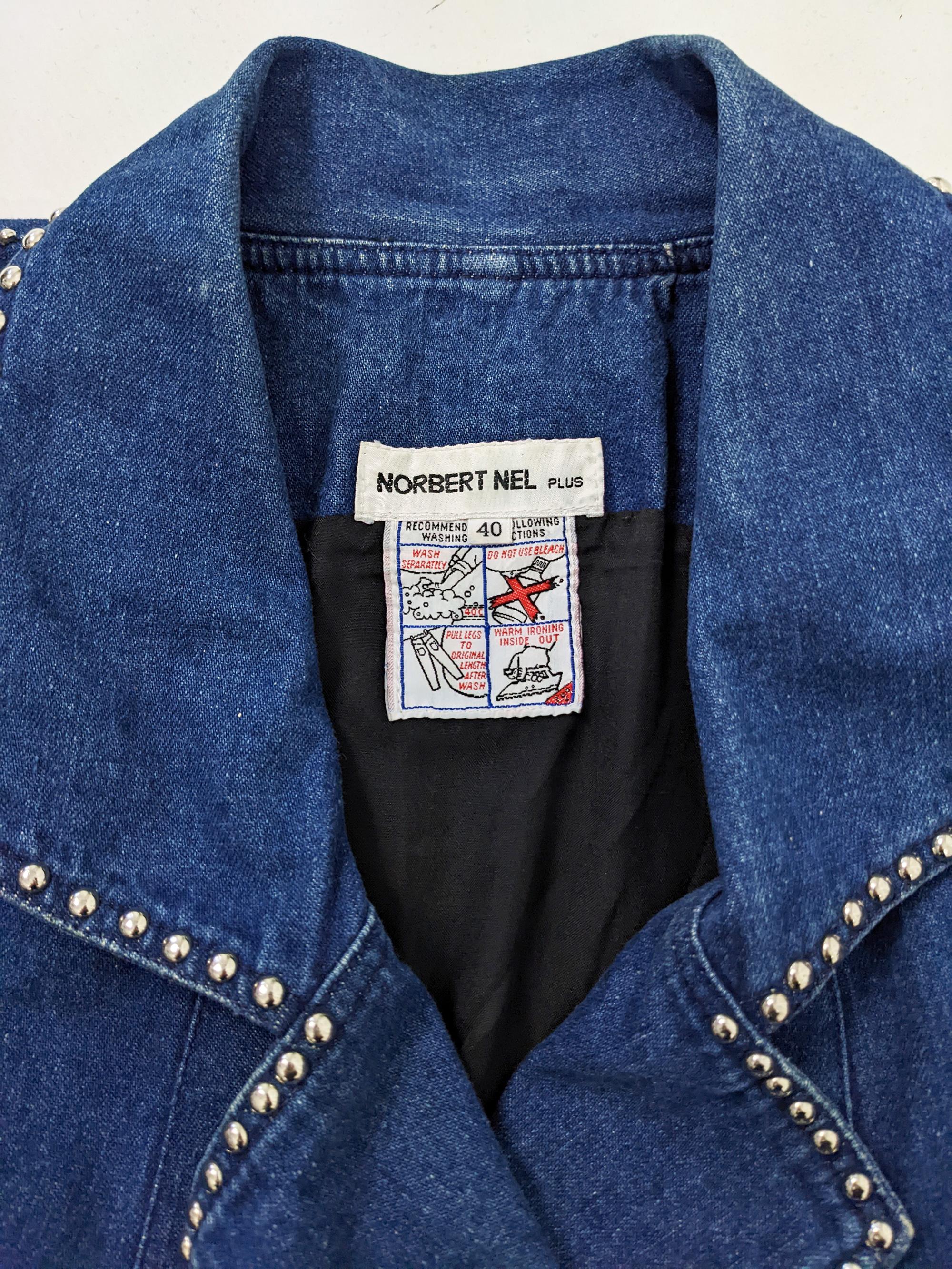 Norbert Nel Vintage 80s Chaqueta vaquera acolchada con tachuelas en el hombro, Años 80 4
