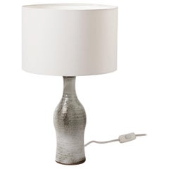 Vintage Norbert Pierlot circa 1950 Elegant White and Grey Ceramic Table Lamp Design