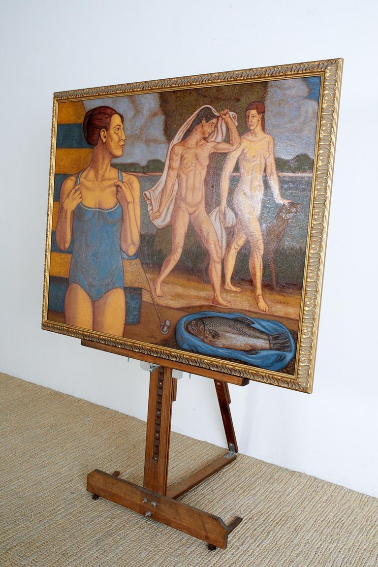 Bather's with Fish Oil on Canvas For Sale 11