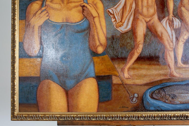 Bather's with Fish Oil on Canvas For Sale 12