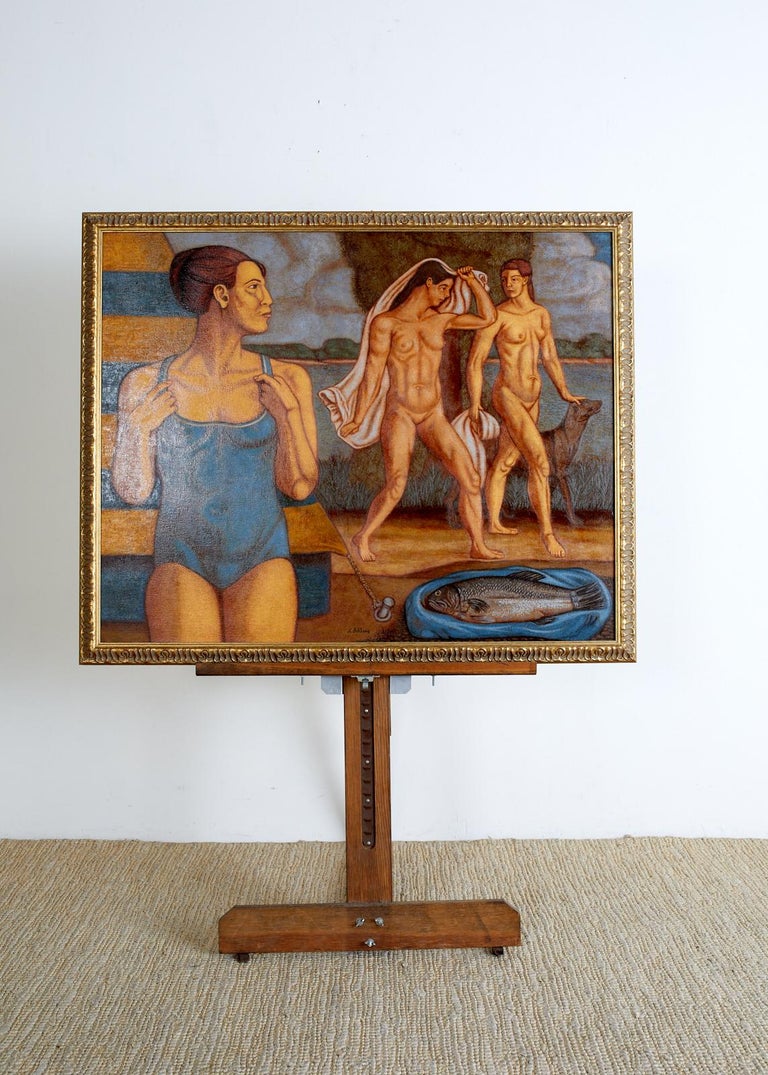 Bather's with Fish Oil on Canvas For Sale 1