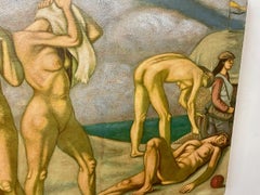 Les femmes nues musculaires se baignent au bord de la mer