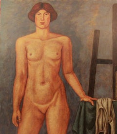 "Nude with Chair and Fruit" Large oil painting on canvas