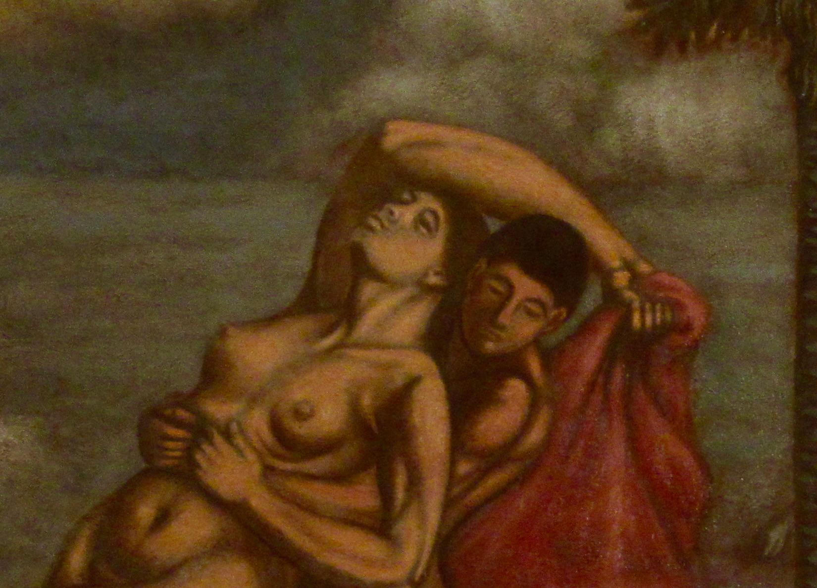 Due coppie nude - Figurative Painting Marrone di Norbert Schlaus