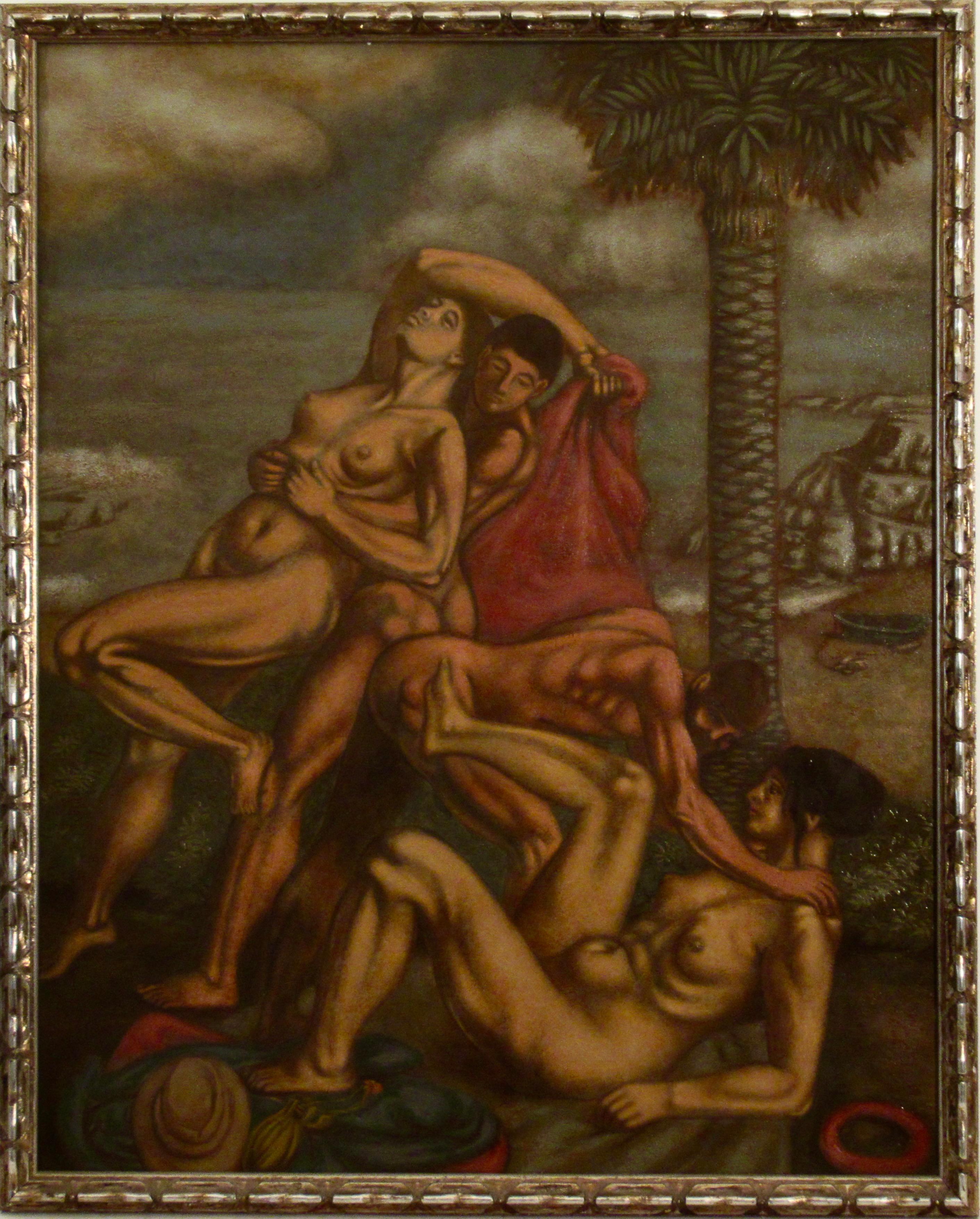 Figurative Painting di Norbert Schlaus - Due coppie nude