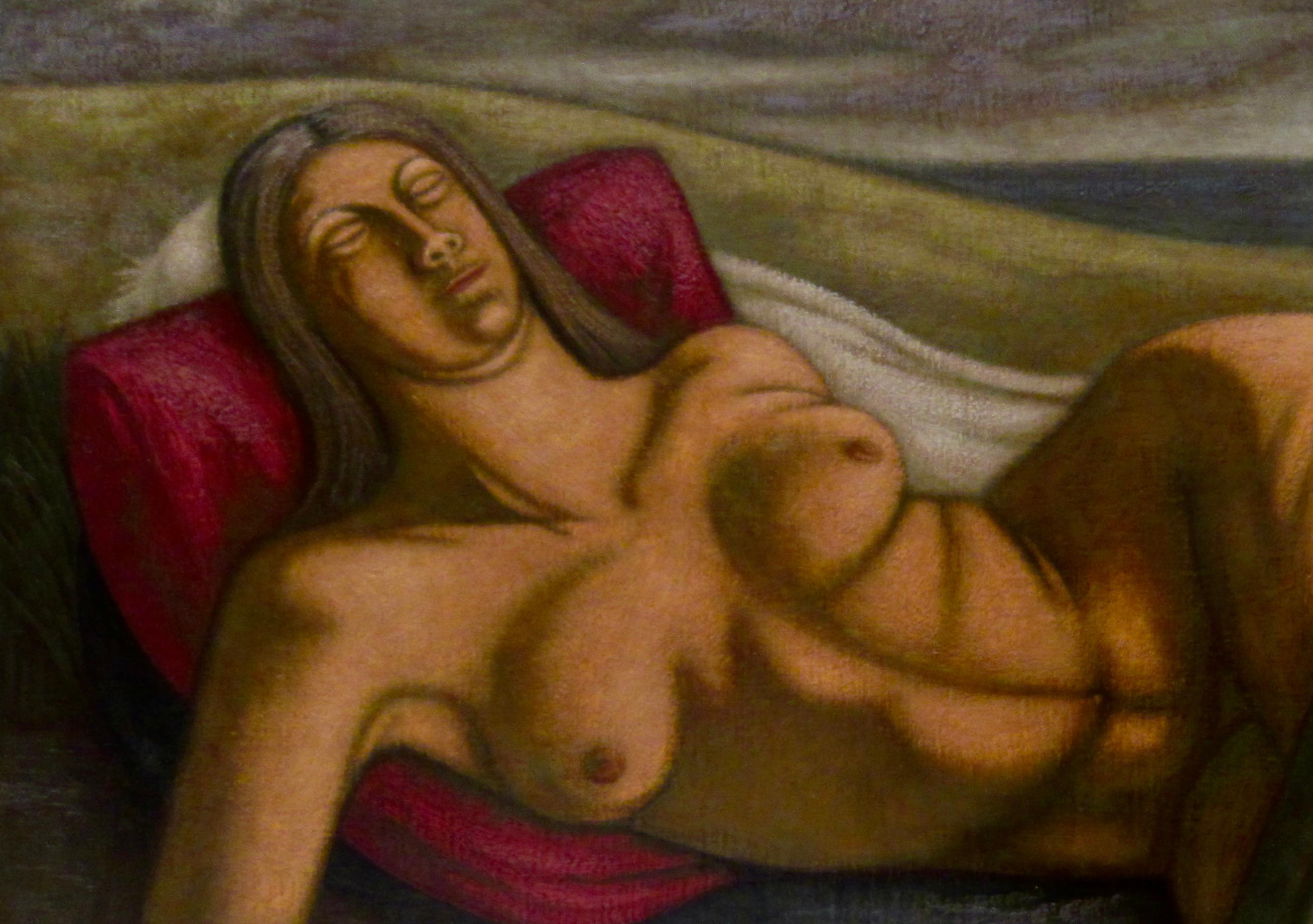 Deux nus dans un paysage - Impressionnisme Painting par Norbert Schlaus