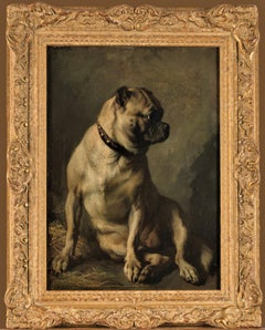 Antique Dog Portrait: "Mops" a Seated Pug, Norbert Schrödl (Vienna, 1842-1912)