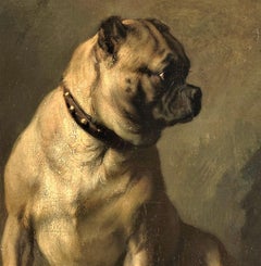 Dog Portrait: "Mops," a Seated Pug 1870 by Norbert Schrödl (Vienna, 1842-1912)