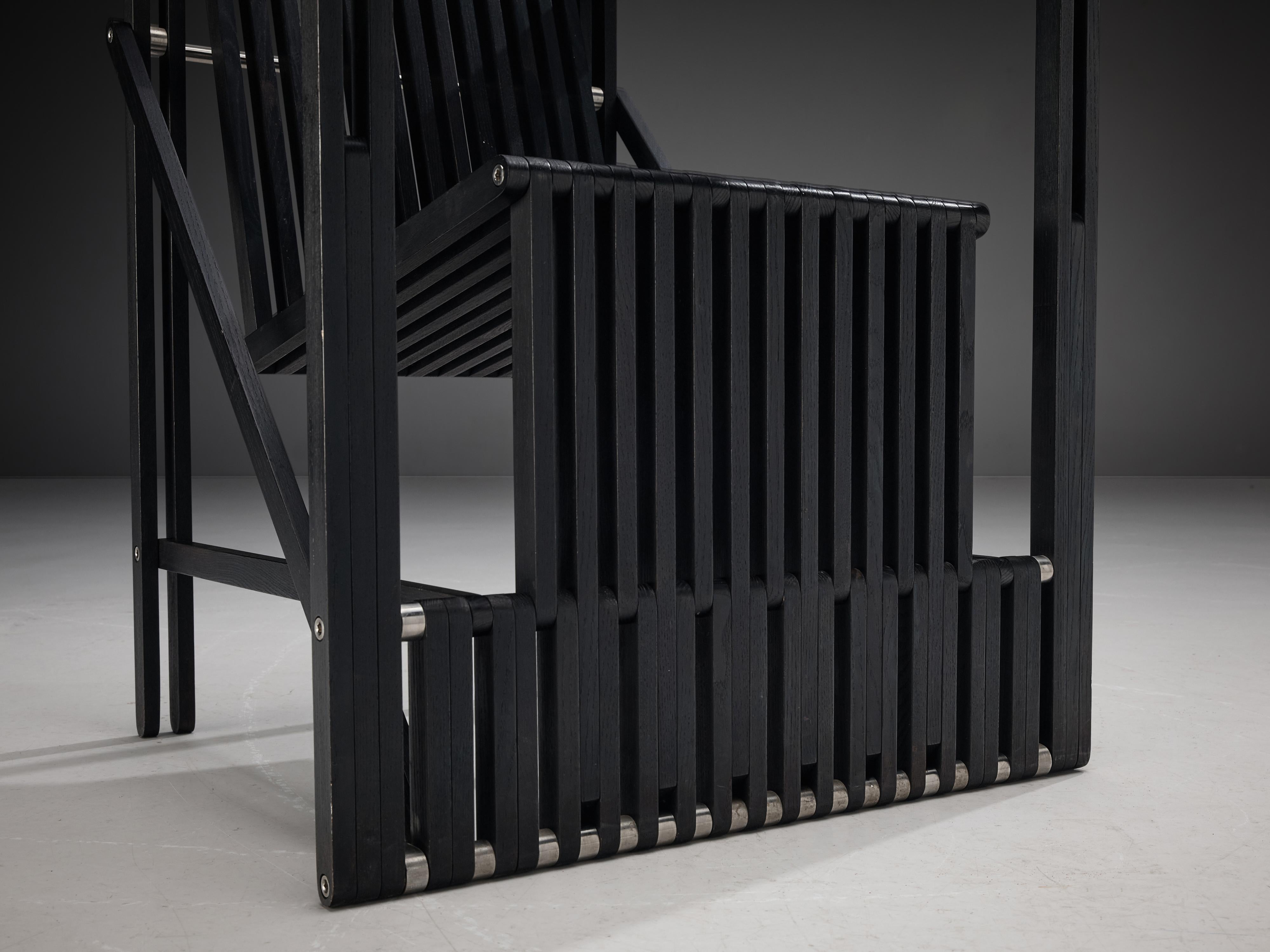 Norbert Wangen Folding Armchair 'Attila' in Black Lacquered Ash For Sale 3