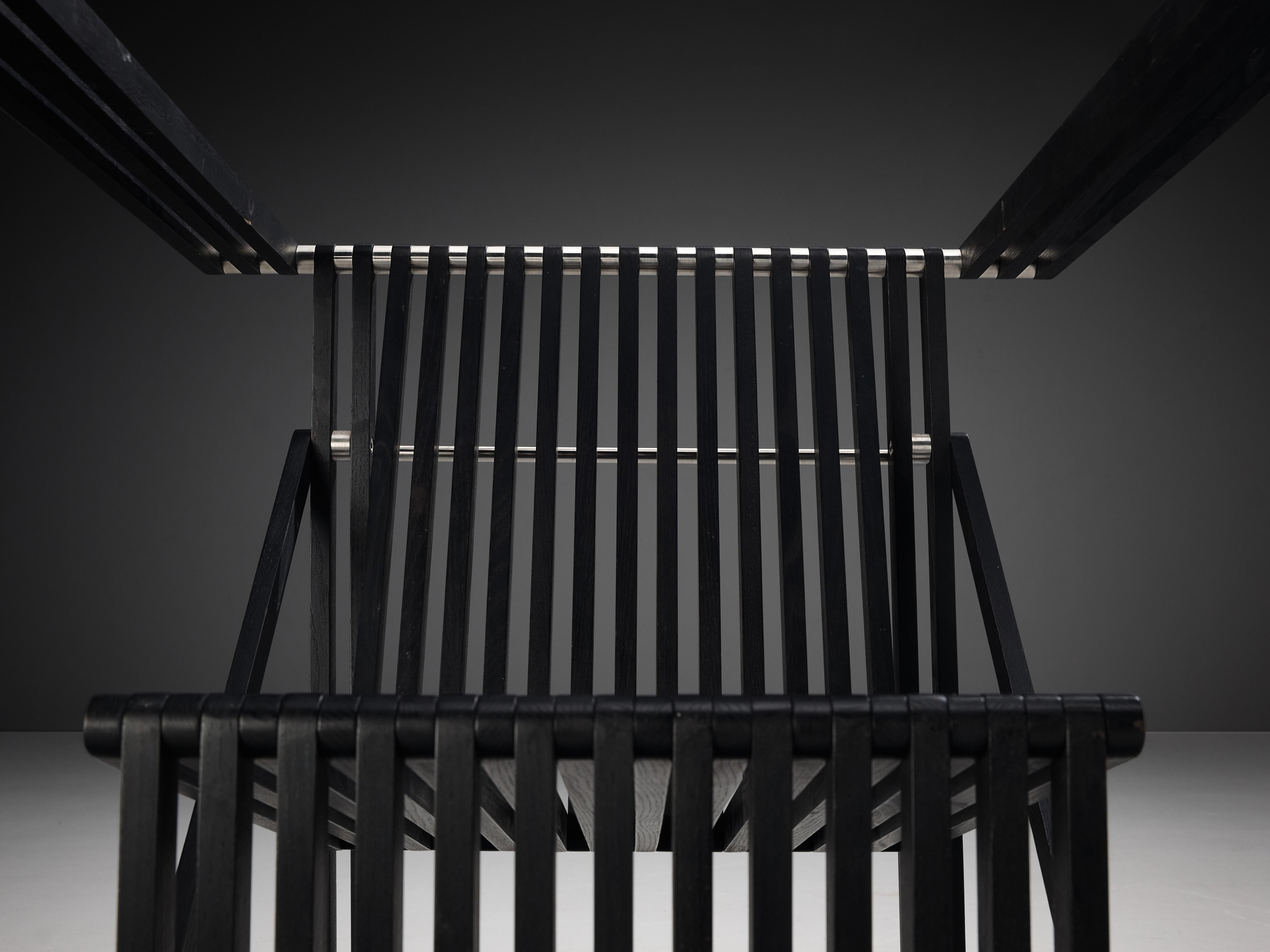 Post-Modern Norbert Wangen Folding Armchair 'Attila' in Black Lacquered Ash For Sale