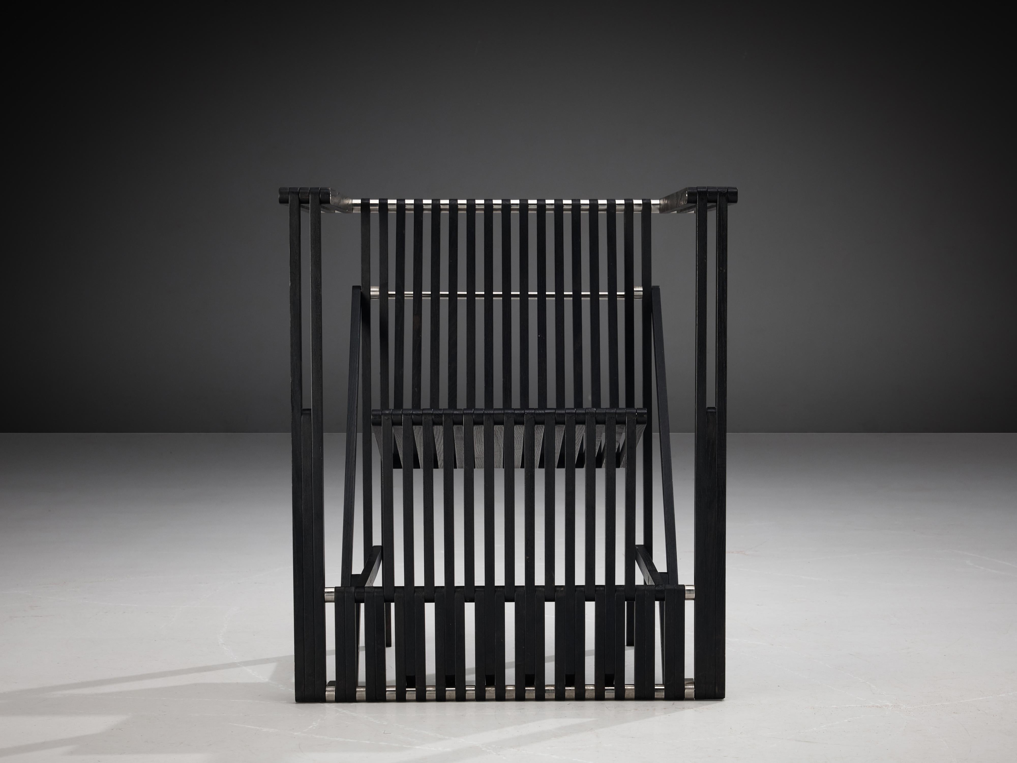 Late 20th Century Norbert Wangen Folding Armchair 'Attila' in Black Lacquered Ash For Sale