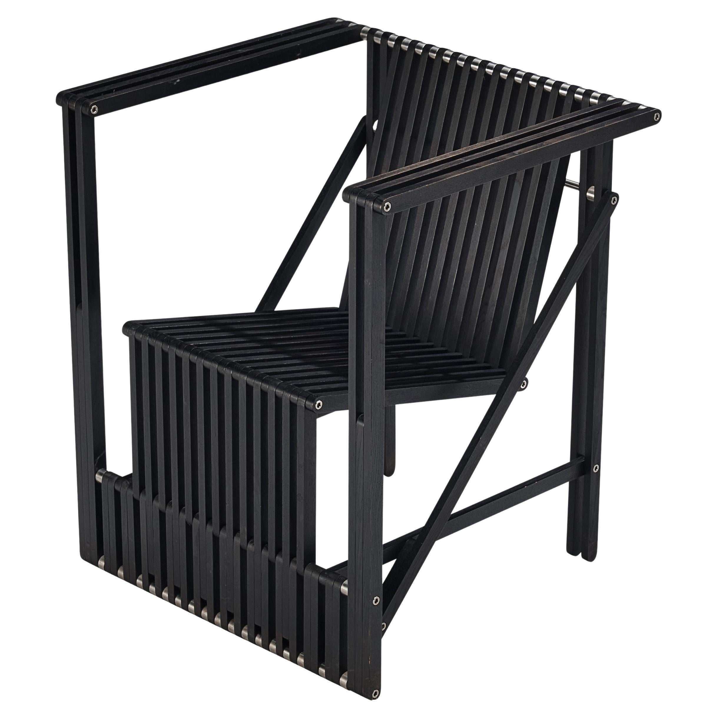 Norbert Wangen Folding Armchair 'Attila' in Black Lacquered Ash For Sale