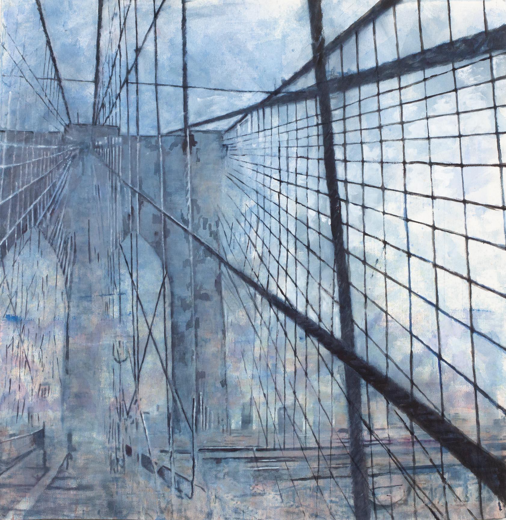 Norbert Waysberg Landscape Painting - "Brooklyn Bridge"