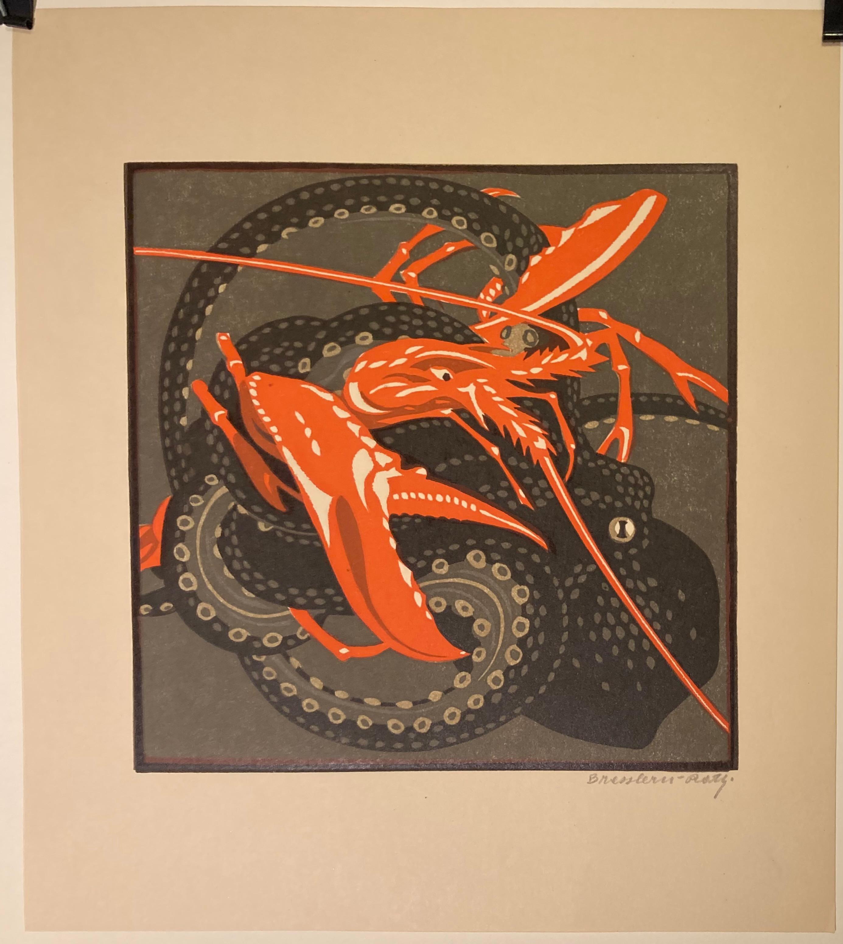 LOBSTER and  OCTOPUS (KAMPF - BATTLE) - Print by Norbertine Bresslern-Roth