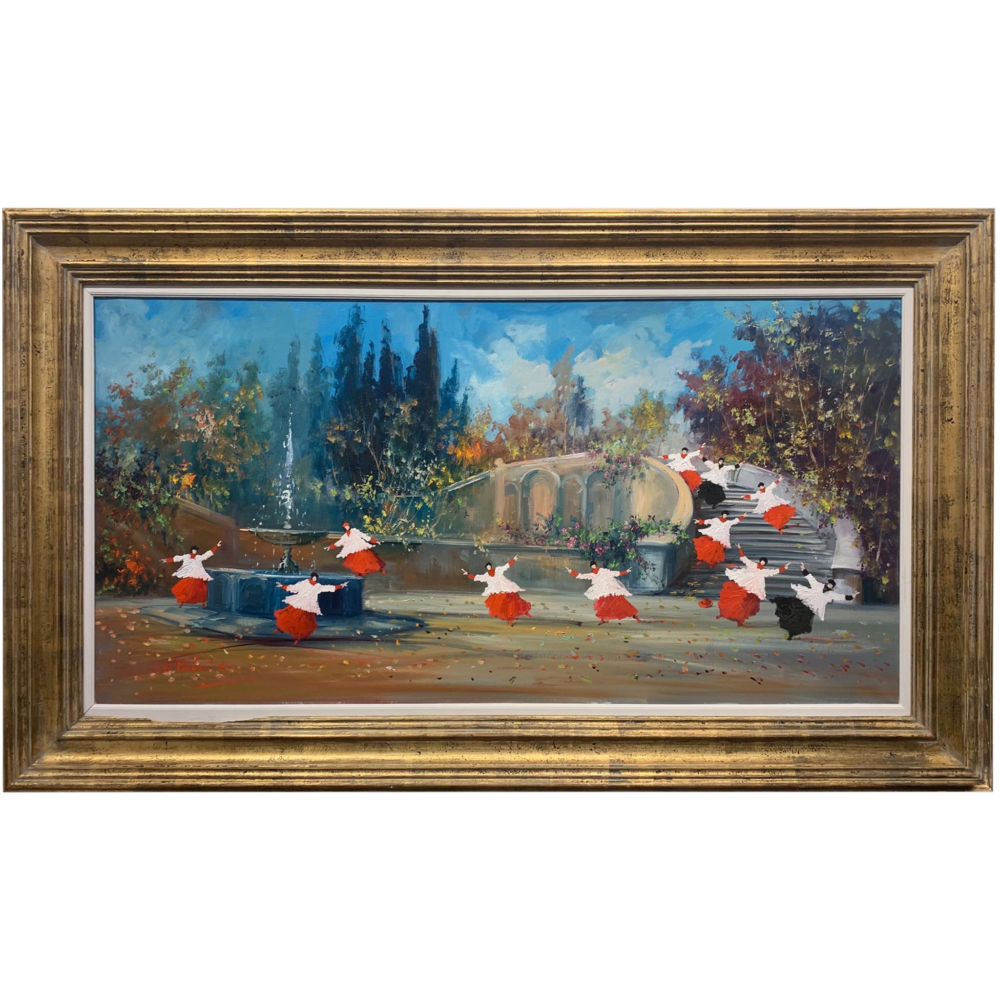 Peinture figurative « In The Garden Of Cardinal » (Dans le jardin du Cardinal) de Norberto Martini en vente 1