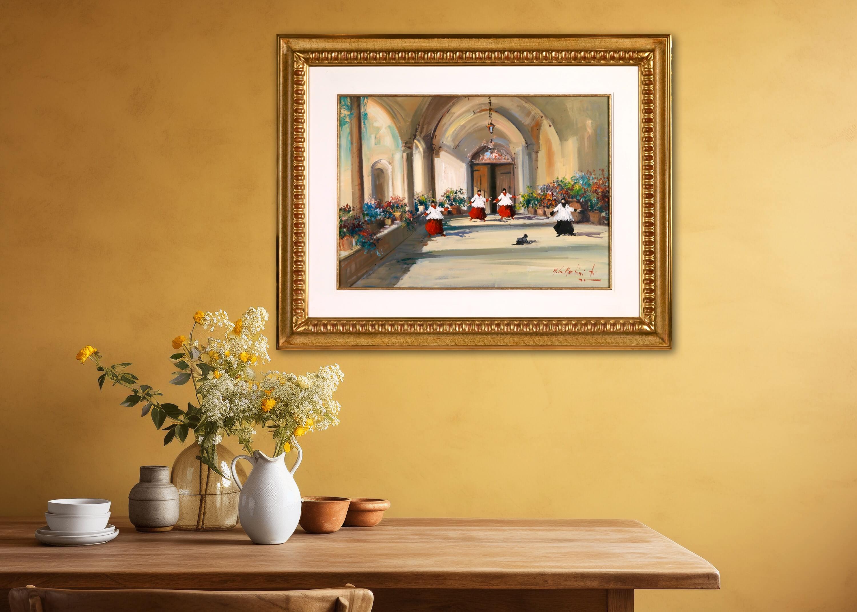 L'ospite nel chiostro – Painting von Norberto Martini