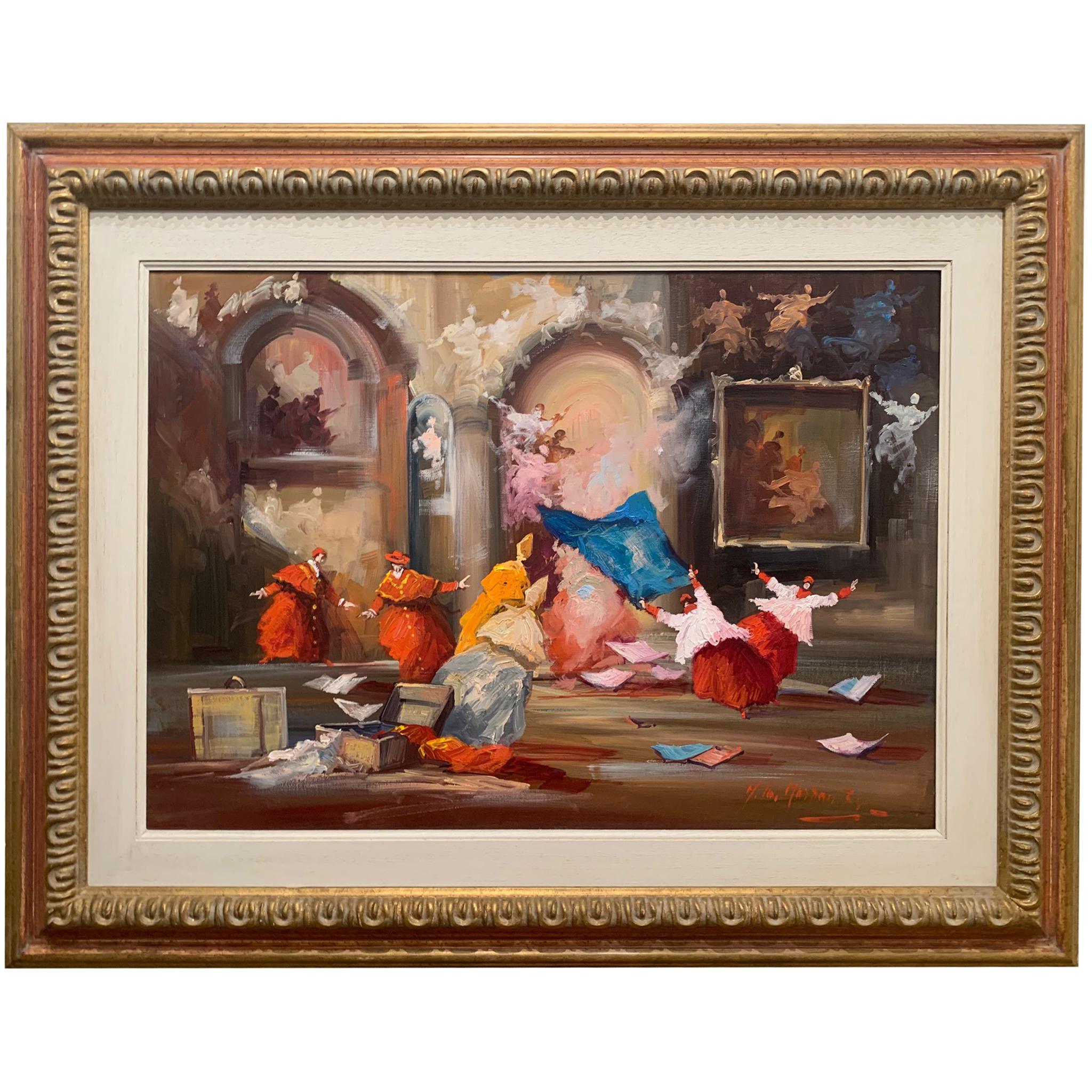 Magic In The Library - Figurative Painting by Norberto Martini For Sale 1