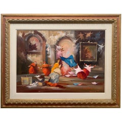 Magic In The Library - Figurative Painting by Norberto Martini