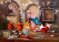 Magia in biblioteca - Pittura figurativa di Norberto Martini
