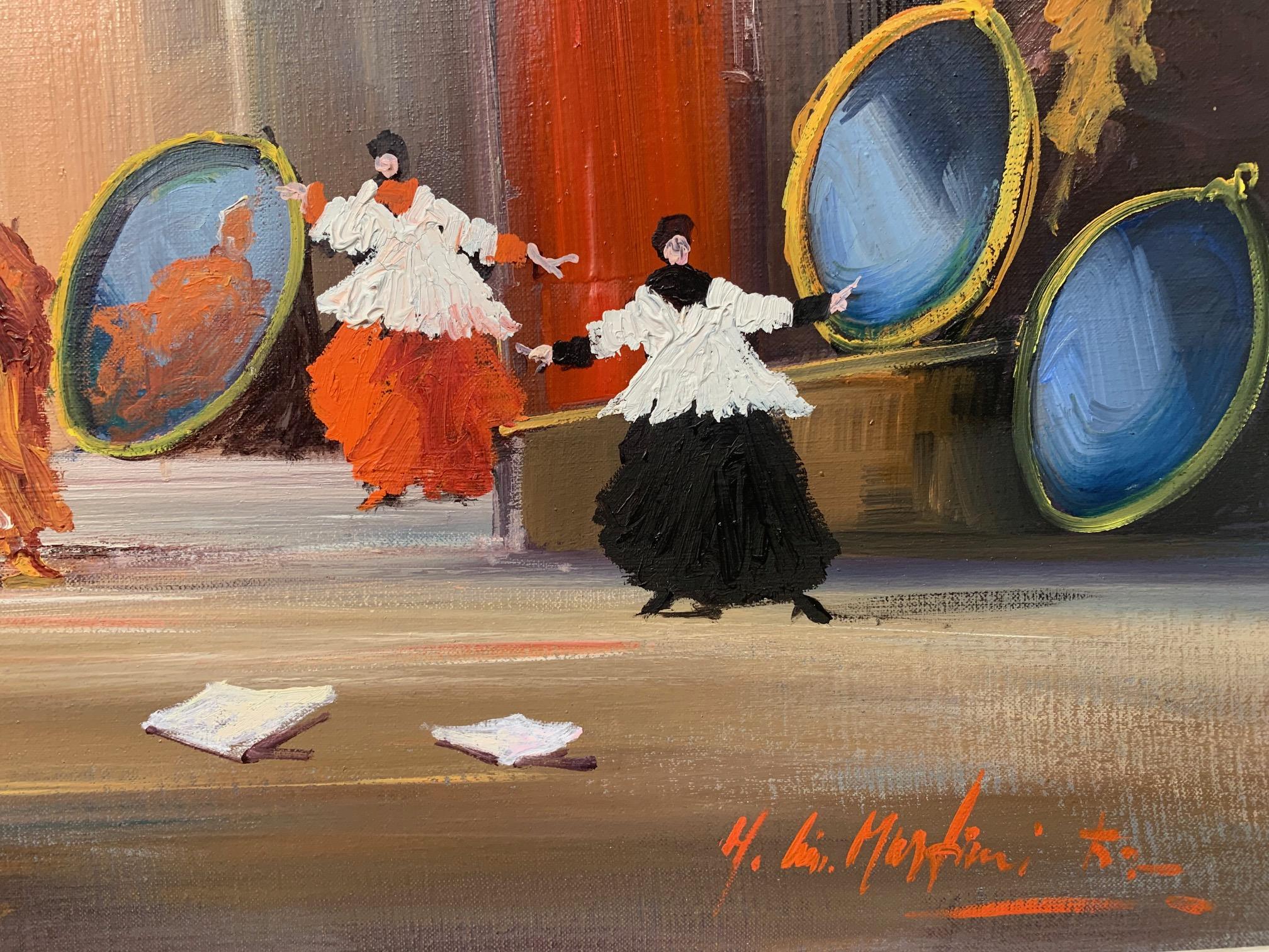 Room of Mirrors - Figurative Painting by Norberto Martini For Sale 3