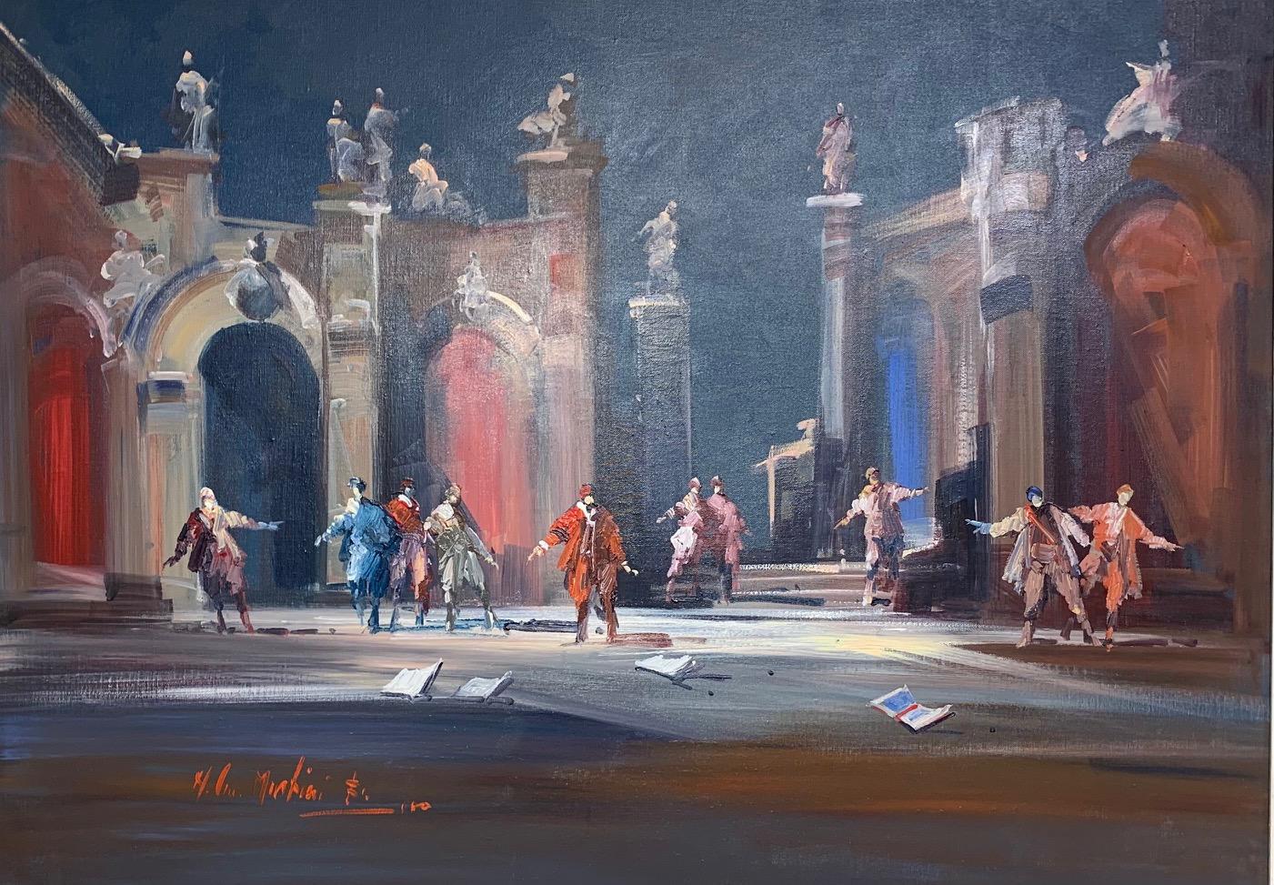 Norberto Martini (1940-2007)
From his studio on the Arno, dressed in a three-piece suit, Martini brought his experiences of his time singing opera coupled with being a devout Catholic to his colorful canvases.
Alter boys dance, play, and get into