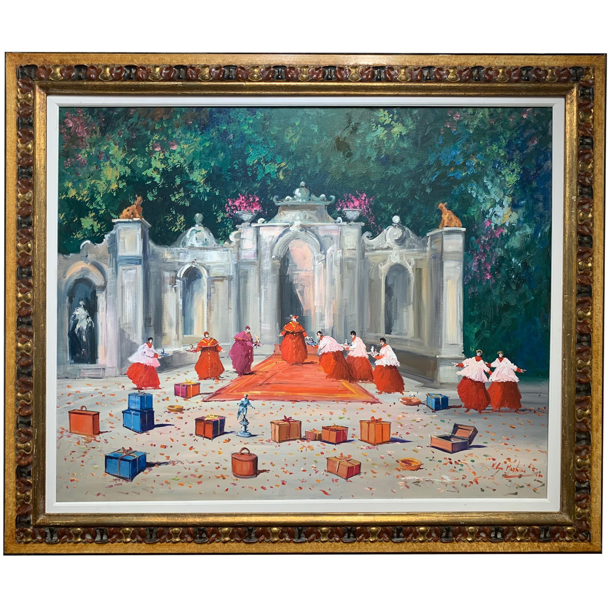 The Birthday Of Cardinal - Figurative Painting by Norberto Martini For Sale 1