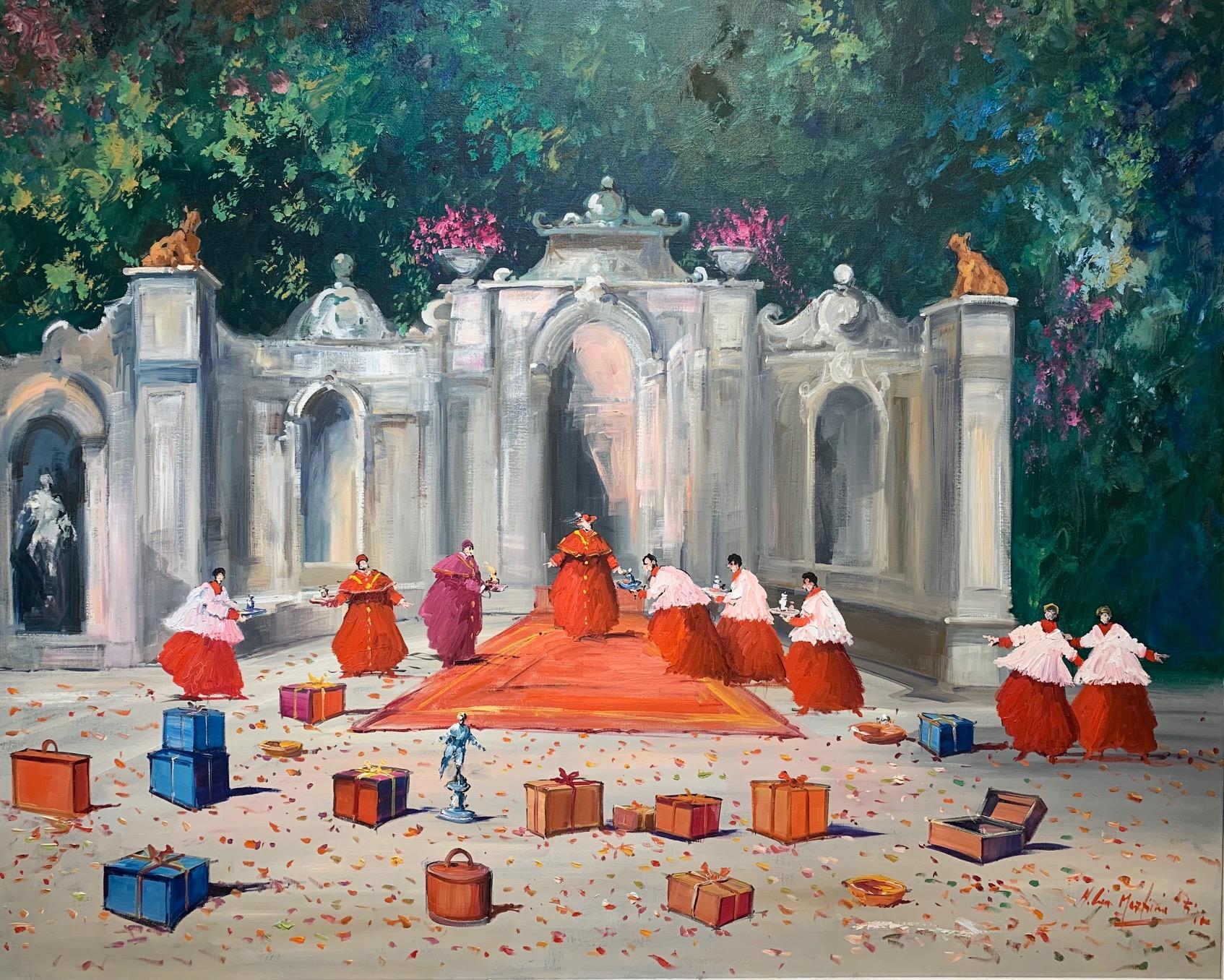 Norberto Martini (1940-2007)
From his studio on the Arno, dressed in a three-piece suit, Martini brought his experiences of his time singing opera coupled with being a devout Catholic to his colorful canvases.
Alter boys dance, play, and get into