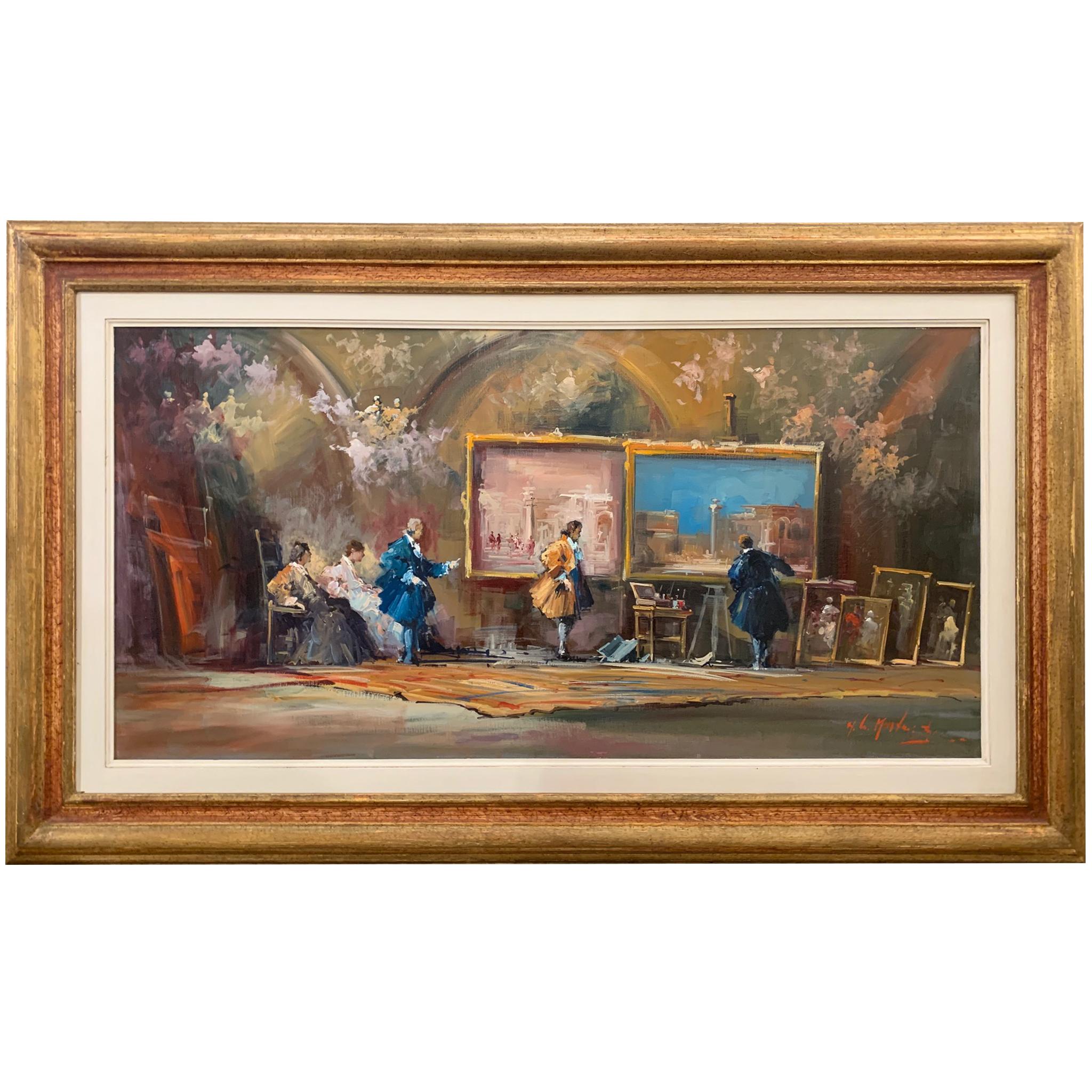 The Studio Of Canaletto - Figurative Malerei von Norberto Martini im Angebot 1