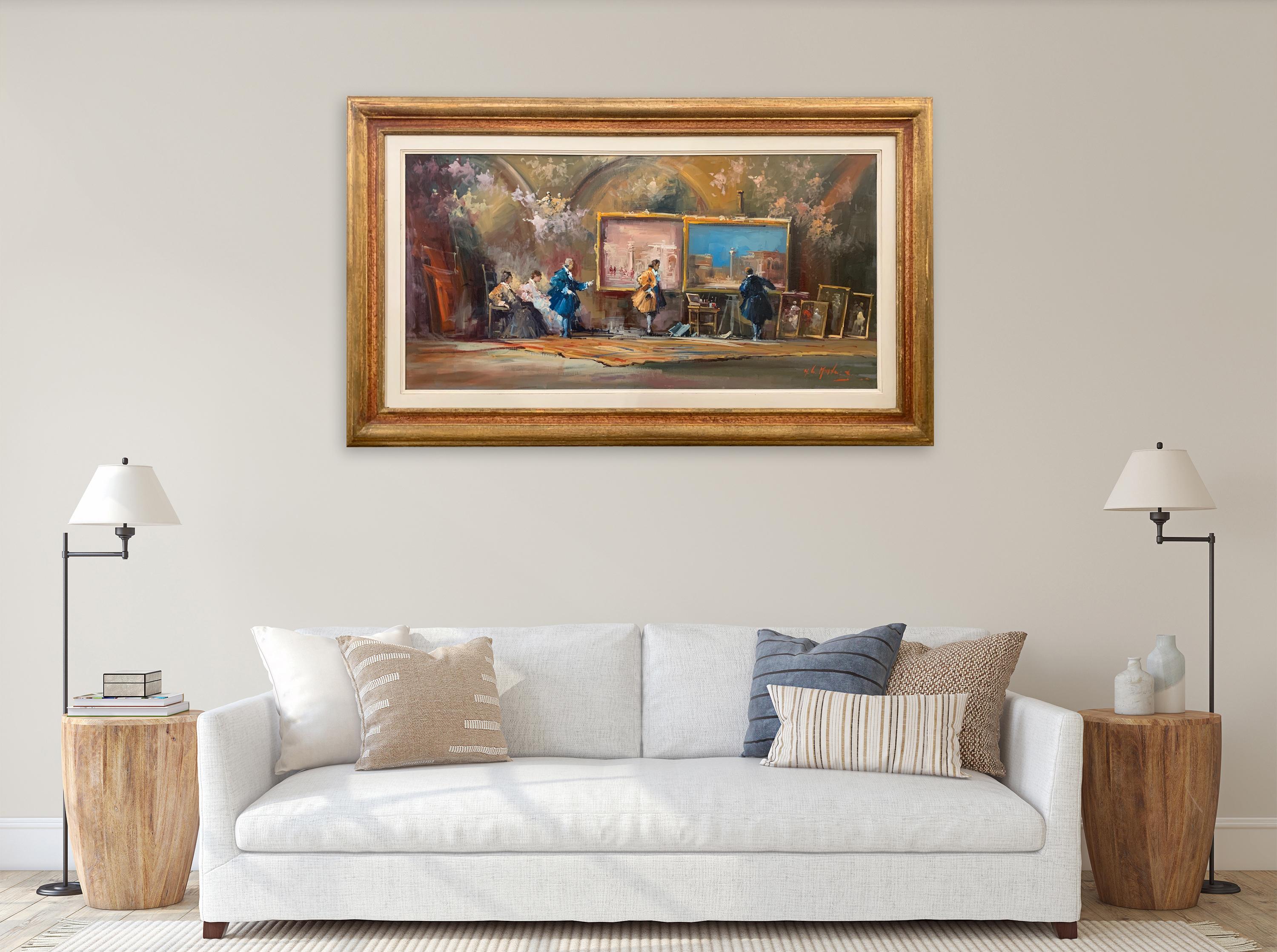 The Studio Of Canaletto - Figurative Malerei von Norberto Martini im Angebot 2