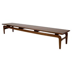 Northern European mid-century modern long wooden coffee table or bench, 1960s