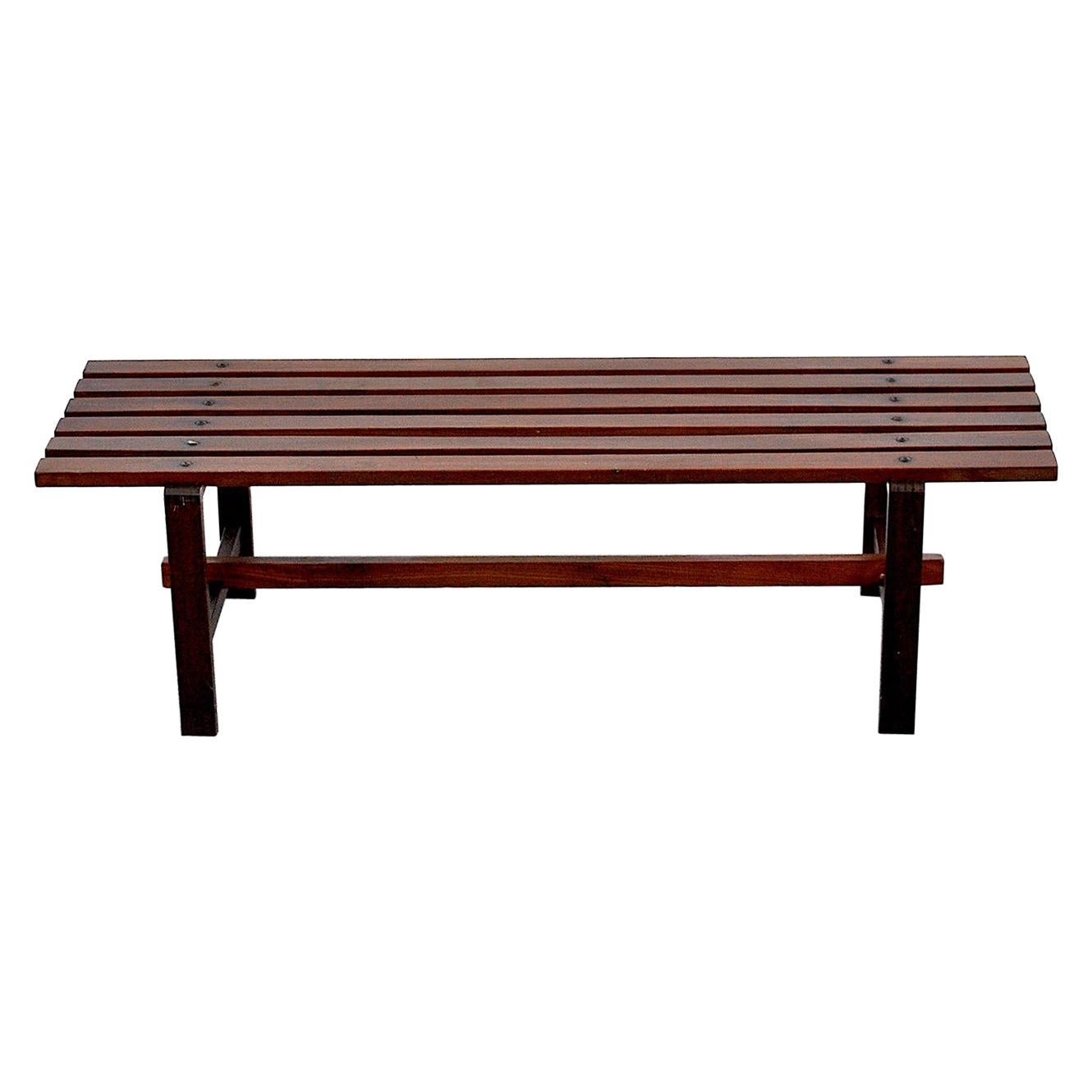 19th Century Country French Primitive Turquoise Wooden Bench at 1stDibs